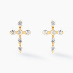 Boucles D'oreilles Puces Jesusa Or Jaune Oxyde De Zirconium - Clous d'oreilles Femme | Histoire d&rsquo;Or