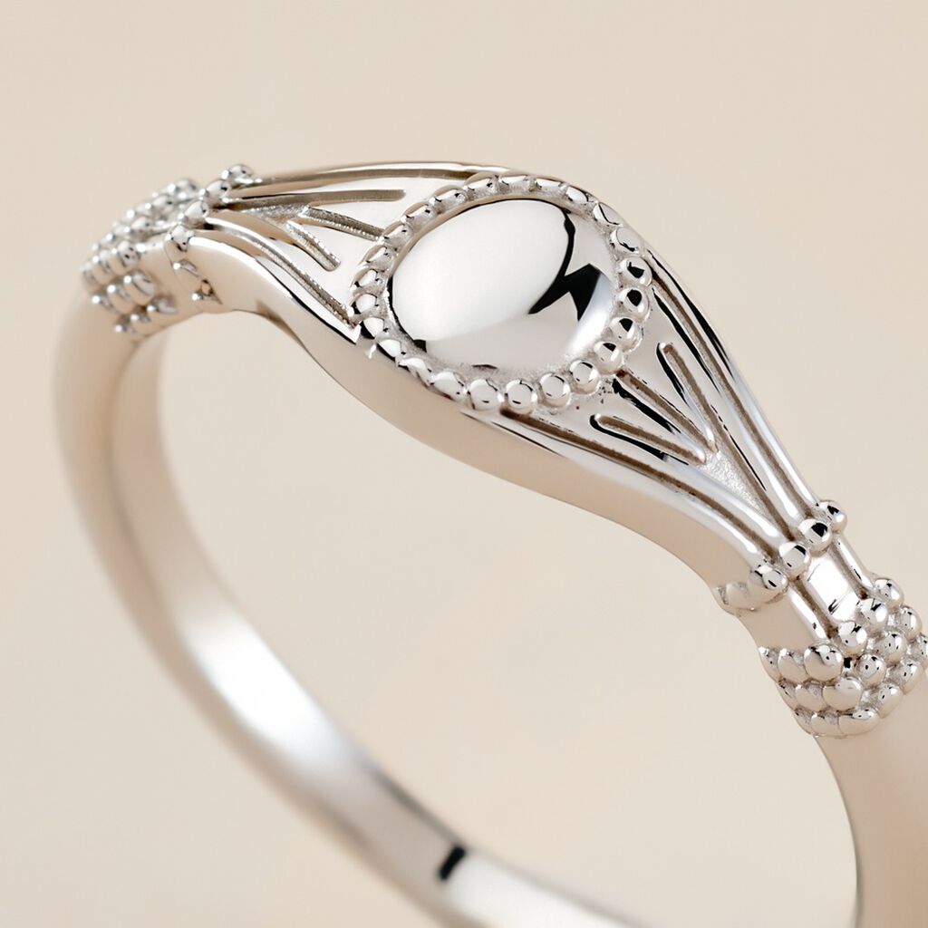 Chevalière Azteque Argent Blanc - Chevalières Femme | Histoire d’Or