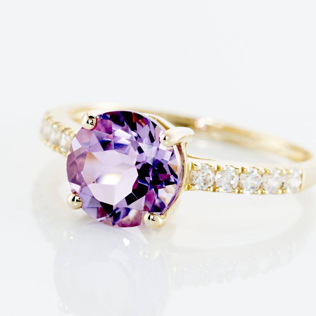 Bague Or Jaune Terese Améthyste - Bagues solitaires Femme | Histoire d’Or