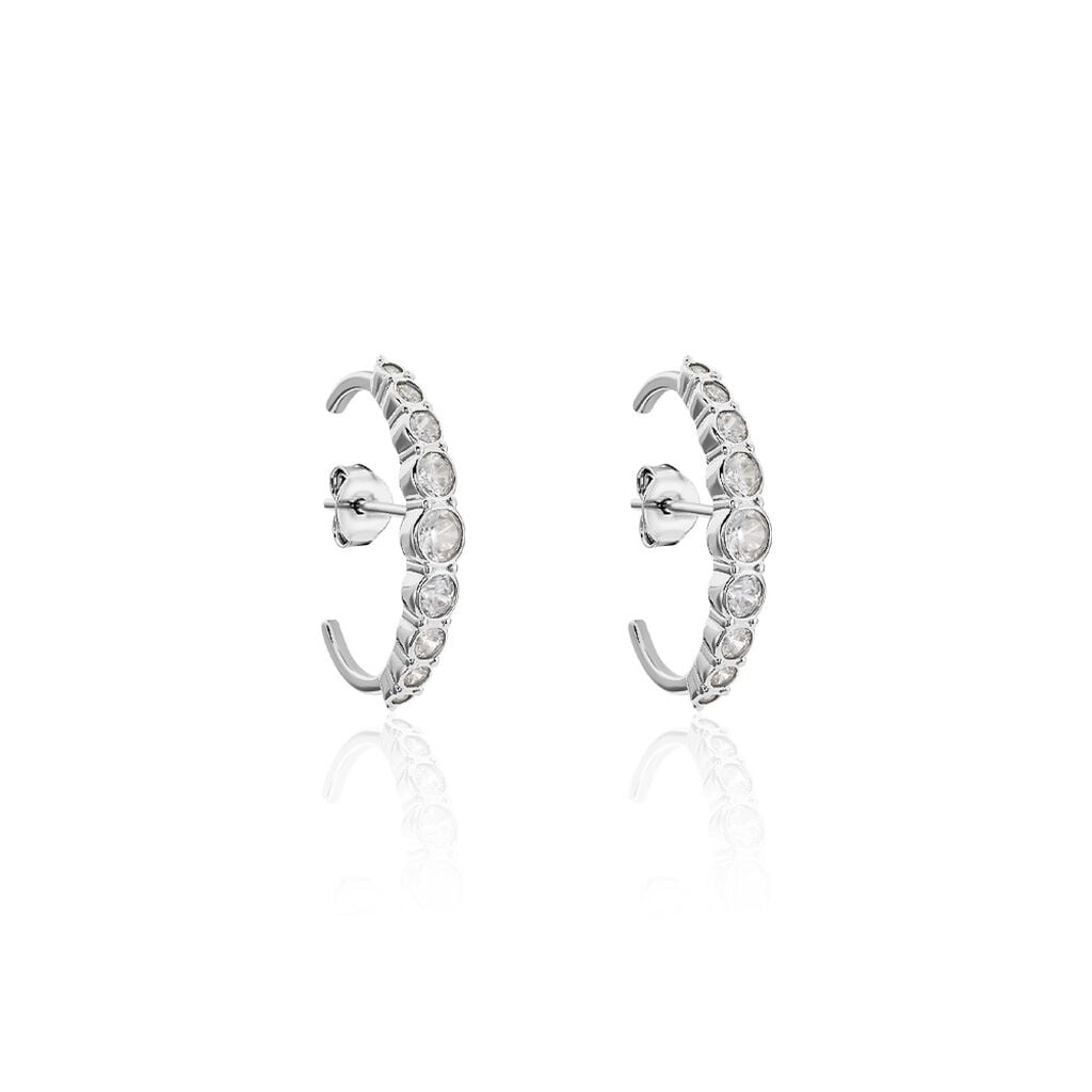 Boucles D'oreilles Liviu Argent Blanc Oxyde De Zirconium - Boucles d'oreilles cr&eacute;oles Femme | Histoire d&rsquo;Or