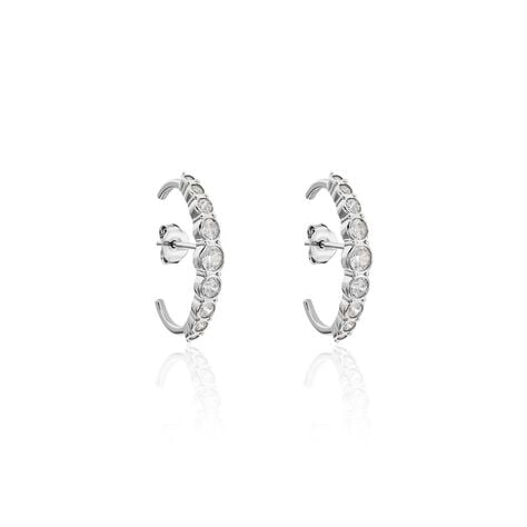 Boucles D'oreilles Liviu Argent Blanc Oxyde De Zirconium - Boucles d'oreilles cr&eacute;oles Femme | Histoire d&rsquo;Or