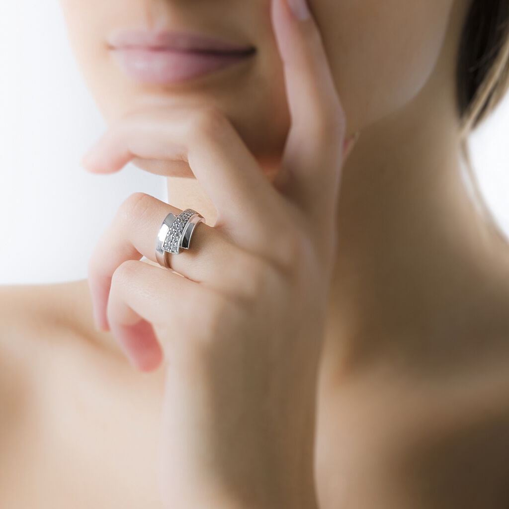 Bague Rabiye Argent Blanc Oxyde De Zirconium - Bagues avec pierre Femme | Histoire d’Or