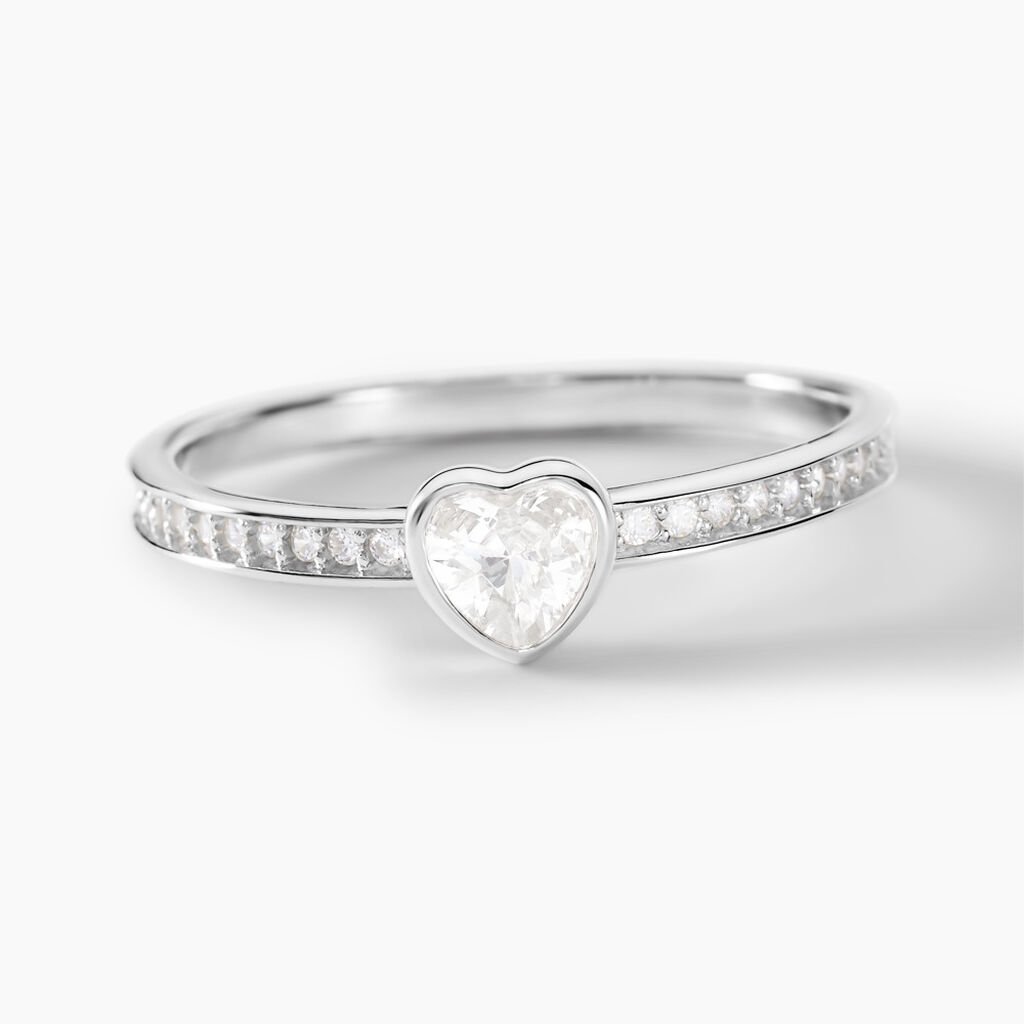 Bague Solitaire Mathylda Argent Blanc Oxyde De Zirconium - Bagues solitaires Femme | Histoire d&rsquo;Or