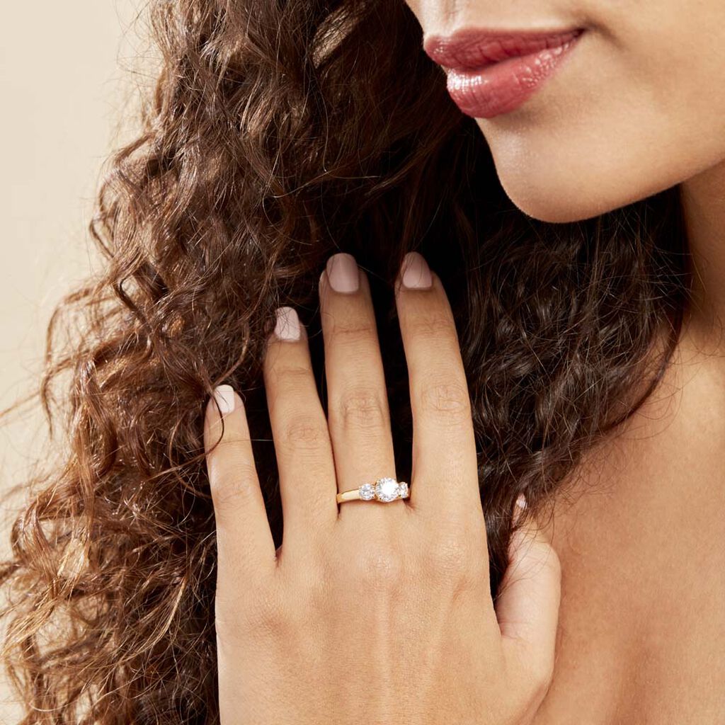 Bague Hilar Plaqué Or Oxydes De Zirconium - Bagues solitaires Femme | Histoire d’Or