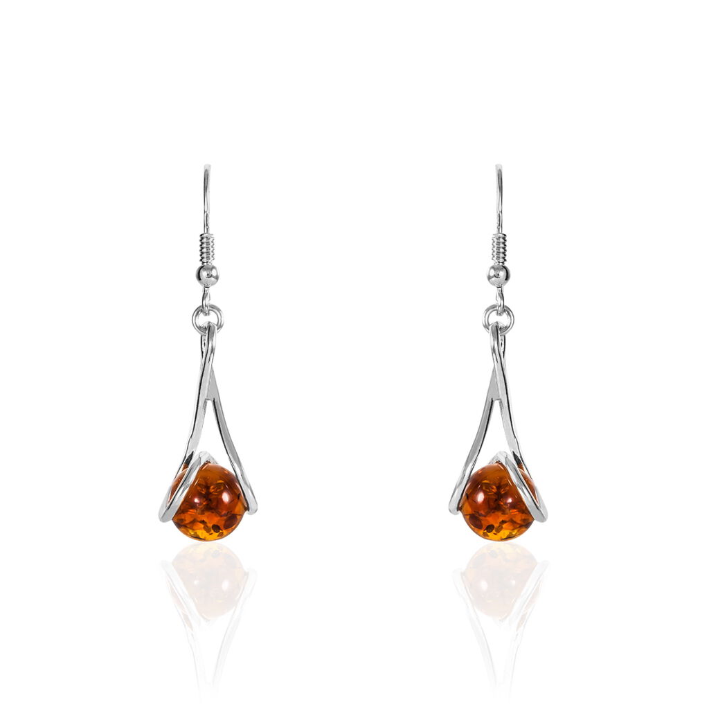 Boucles D'oreilles Pendantes Argent Blanc Simona Ambre - Boucles d'oreilles fantaisie Femme | Histoire d&rsquo;Or