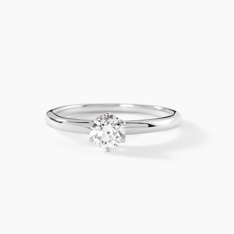 Bague Natalia Ld Platine Blanc Diamant Synth&eacute;tique - Bagues solitaires Femme | Histoire d&rsquo;Or