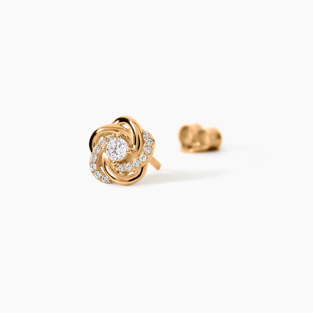 Boucles D'Oreilles Puces Moisette Plaqu&eacute; Or Jaune Oxyde De Zirconium - Boucles d'oreilles fantaisie Femme | Histoire d&rsquo;Or