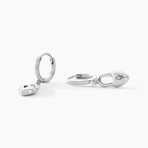 Créoles Spellia Argent Blanc - Boucles d'Oreilles Coeur Femme | Histoire d’Or