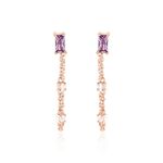 Boucles D'oreilles Pendantes Purple Mood Argent Rose Oxydes - Boucles d'oreilles fantaisie Femme | Histoire d&rsquo;Or