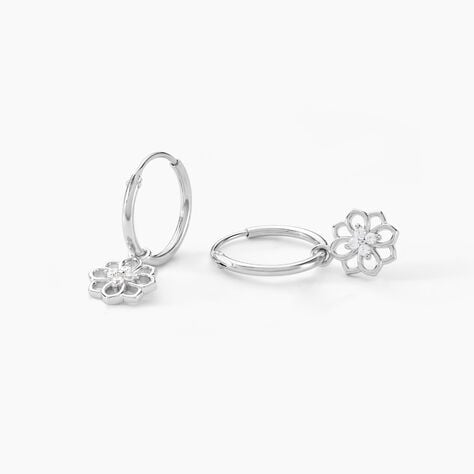 Cr&eacute;oles Embelia Argent Blanc Oxyde De Zirconium - Boucles d'oreilles cr&eacute;oles Femme | Histoire d&rsquo;Or