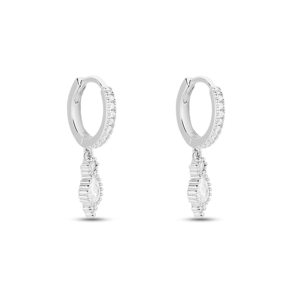 Cr&eacute;oles Ysee Argent Blanc Oxyde De Zirconium - Boucles d'oreilles cr&eacute;oles Femme | Histoire d&rsquo;Or