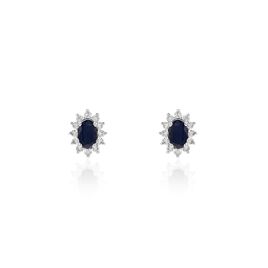 Boucles D'oreilles Puces Vladimir Or Blanc Saphir Diamant - Clous d'oreilles Femme | Histoire d’Or