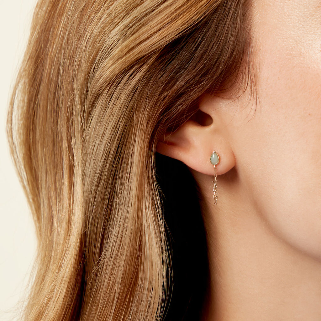 Boucles D'Oreilles Pendantes Ond&eacute;e Or Jaune Amazonite - Boucles d'oreilles pendantes Femme | Histoire d&rsquo;Or