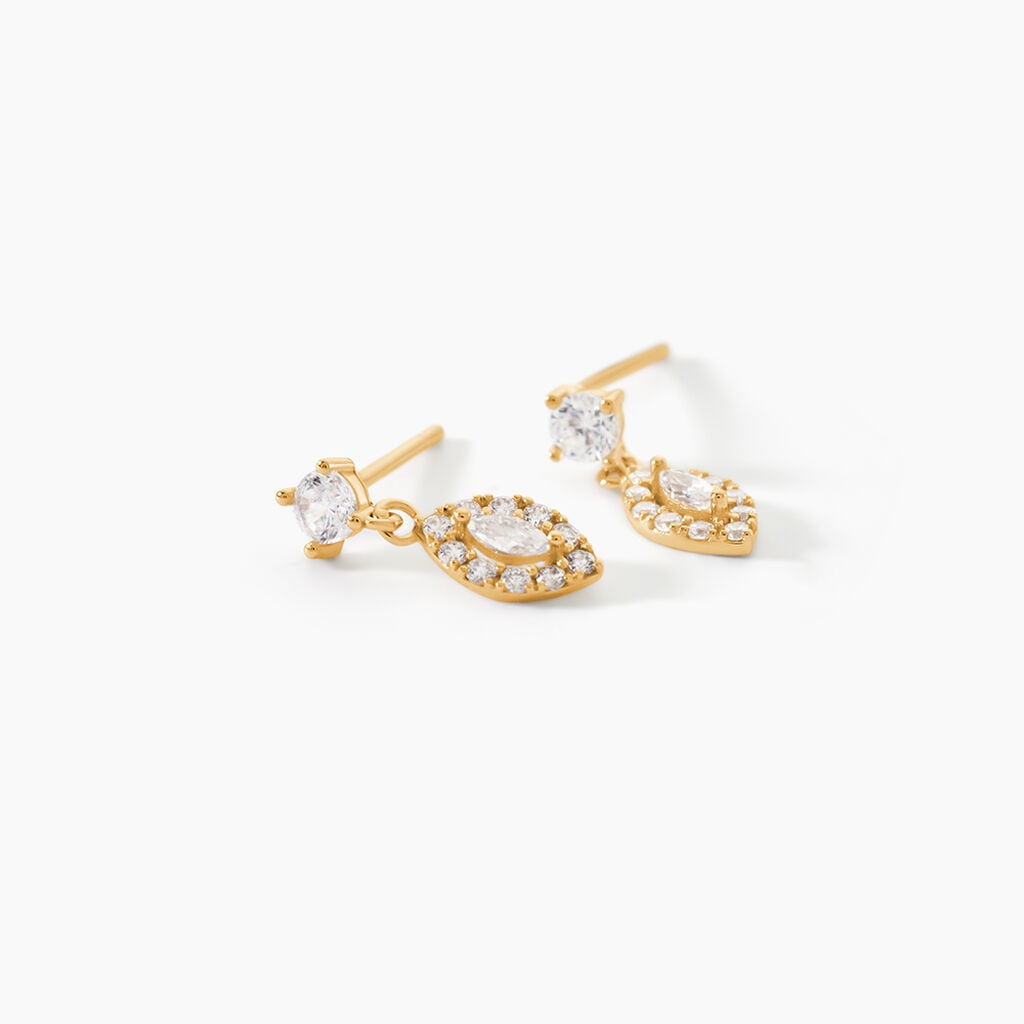 Boucles D'Oreilles Pendantes Osana Or Jaune Oxyde De Zirconium - Boucles d'oreilles pendantes Femme | Histoire d&rsquo;Or