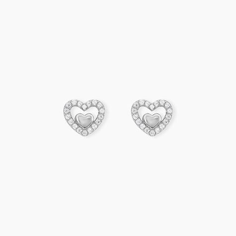 Boucles D'oreilles Puces Rizlene Argent Blanc Oxyde De Zirconium - Boucles d'oreilles fantaisie Femme | Histoire d&rsquo;Or