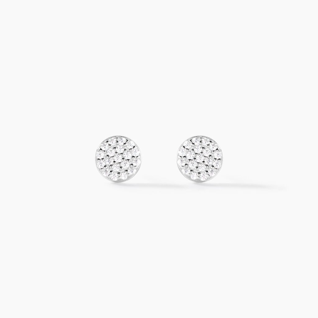 Boucles D'oreilles Puces Angeles Argent Blanc Oxyde De Zirconium - Boucles d'oreilles fantaisie Femme | Histoire d&rsquo;Or