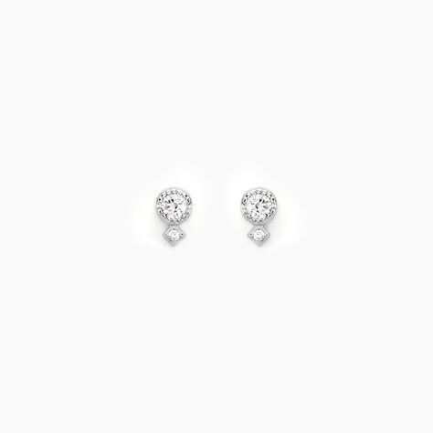 Boucles D'oreilles Puces Jill Argent Blanc Oxyde De Zirconium - Boucles d'oreilles fantaisie Femme | Histoire d’Or