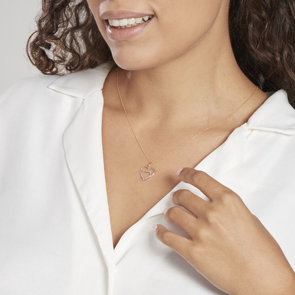 Pendentif Eudocie Double Coeurs Or Bicolore - Pendentifs Femme | Histoire d’Or
