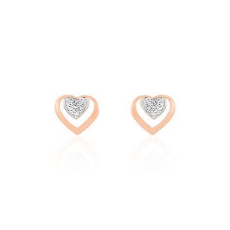 Boucles D'oreilles Puces Liana Or Rose Diamant - Clous d'oreilles Femme | Histoire d’Or