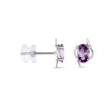 Boucles D'oreilles Puces Vrille Ovale Or Blanc Amethyste - Clous d'oreilles Femme | Histoire d&rsquo;Or