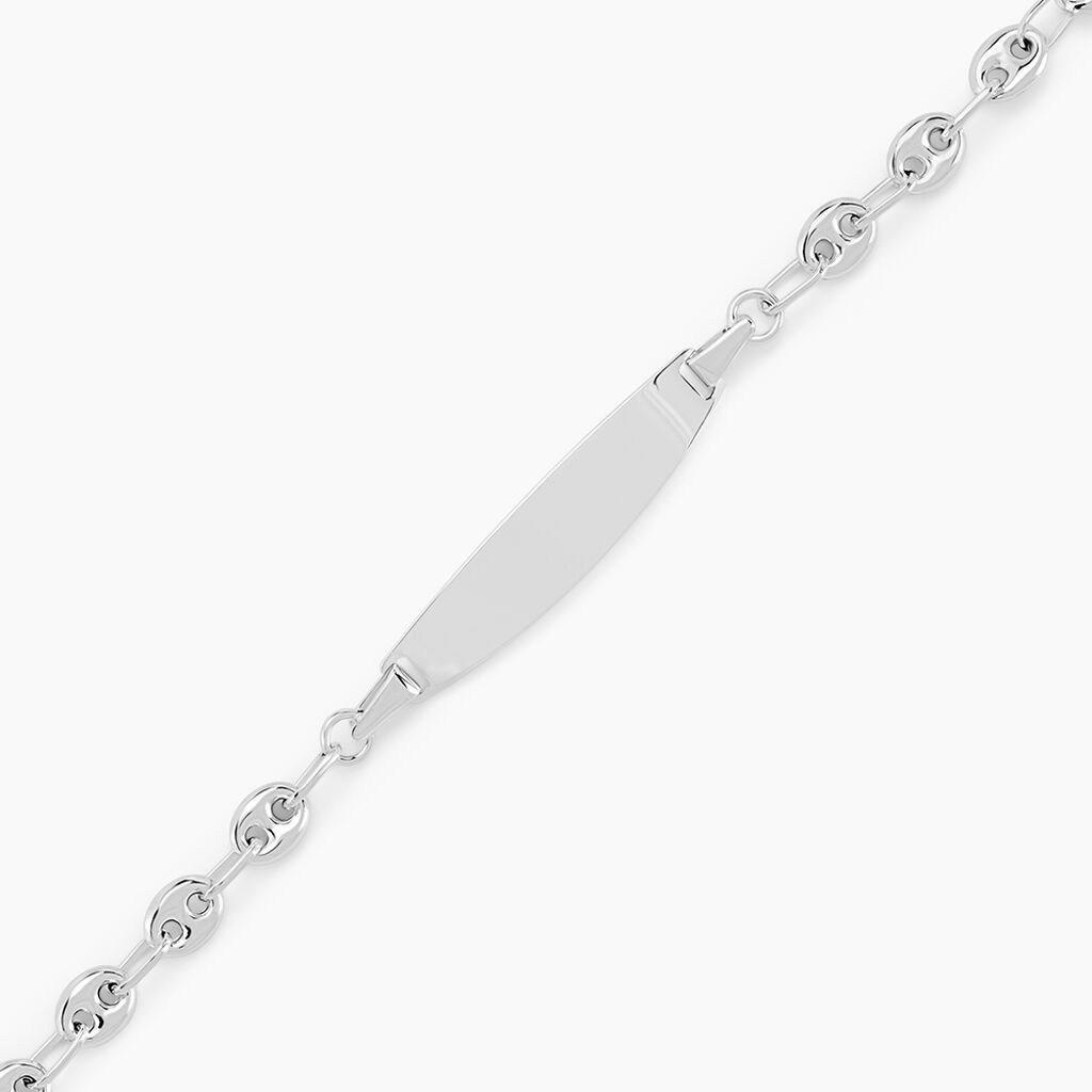 Bracelet Identit&eacute; Evin Maille Grain De Cafe Or Blanc - Bracelets Communion Enfant | Histoire d&rsquo;Or