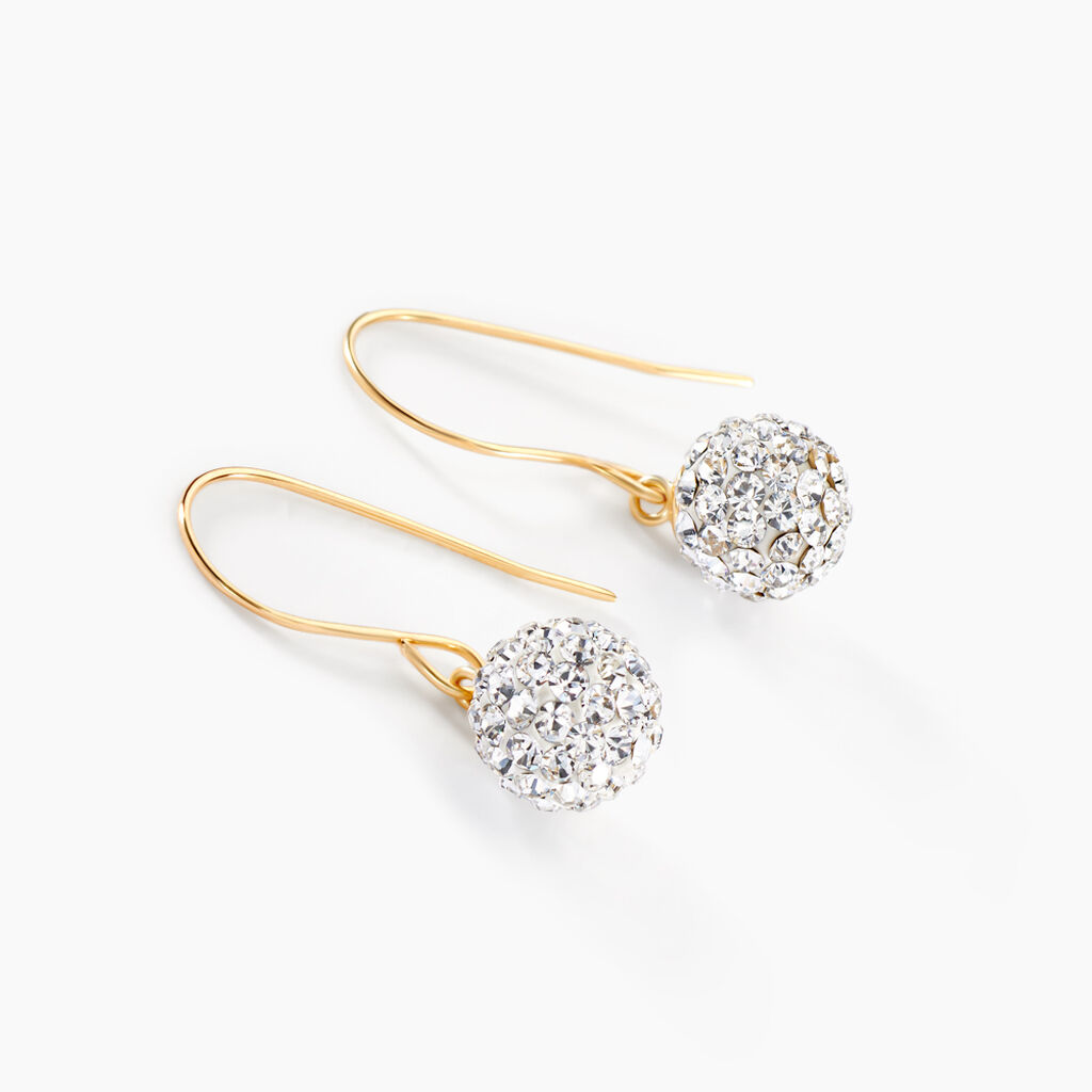 Boucles D'oreilles Pendantes Or Jaune Fidelia Cristal - Boucles d'oreilles pendantes Femme | Histoire d’Or