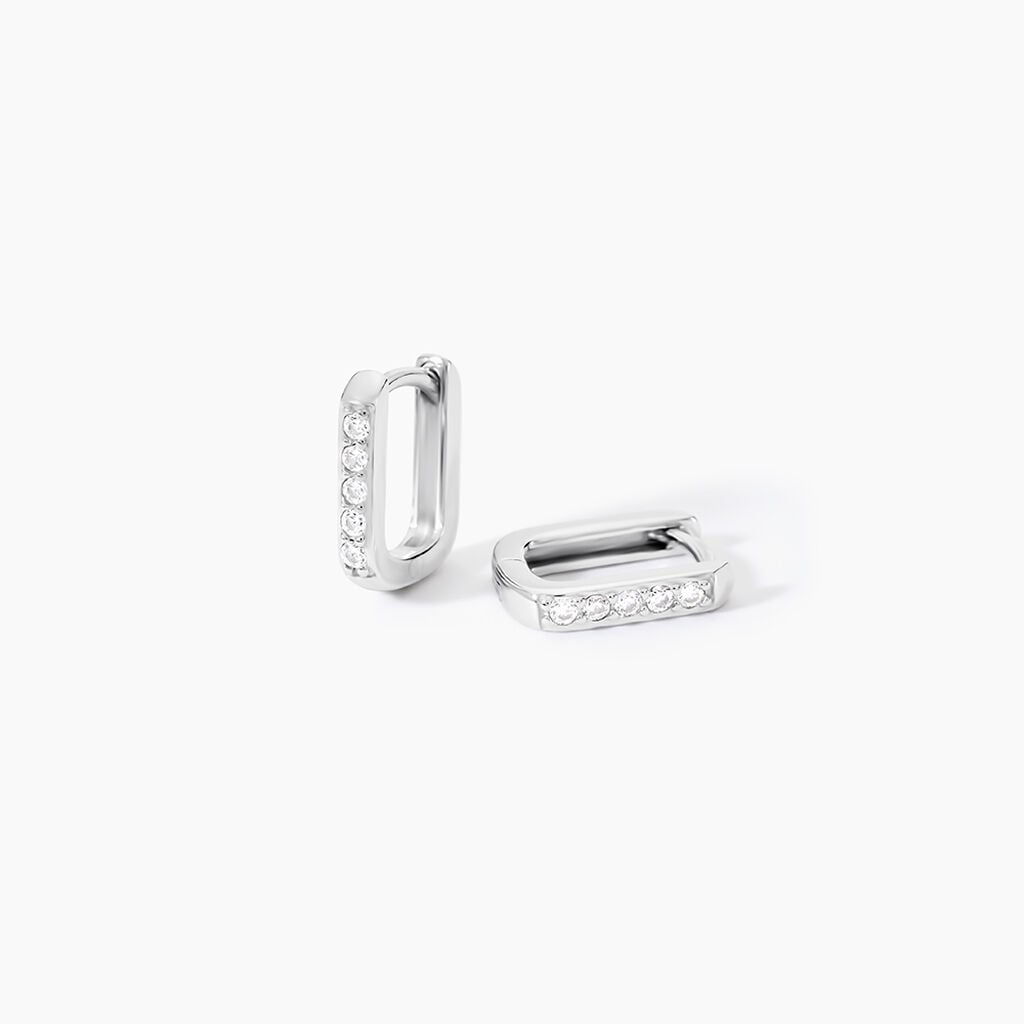 Cr&eacute;oles Amae Argent Blanc Oxydes De Zirconium - Boucles d'oreilles cr&eacute;oles Femme | Histoire d&rsquo;Or