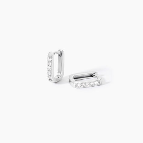 Cr&eacute;oles Amae Argent Blanc Oxydes De Zirconium - Boucles d'oreilles cr&eacute;oles Femme | Histoire d&rsquo;Or