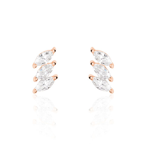 Boucles D'oreilles Puces Edma Or Rose Oxyde De Zirconium - Clous d'oreilles Femme | Histoire d’Or