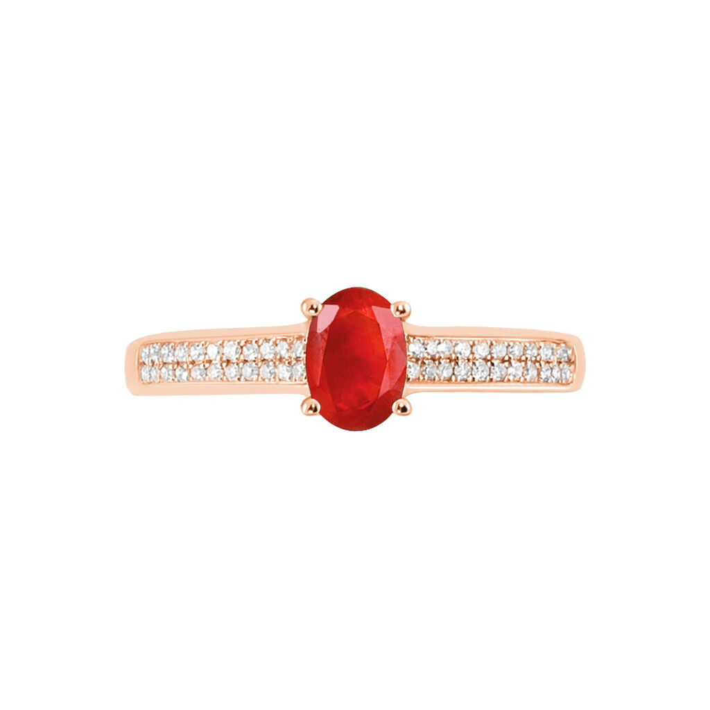 Bague Crista Or Rose Rubis Et Diamant - Bagues solitaires Femme | Histoire d’Or