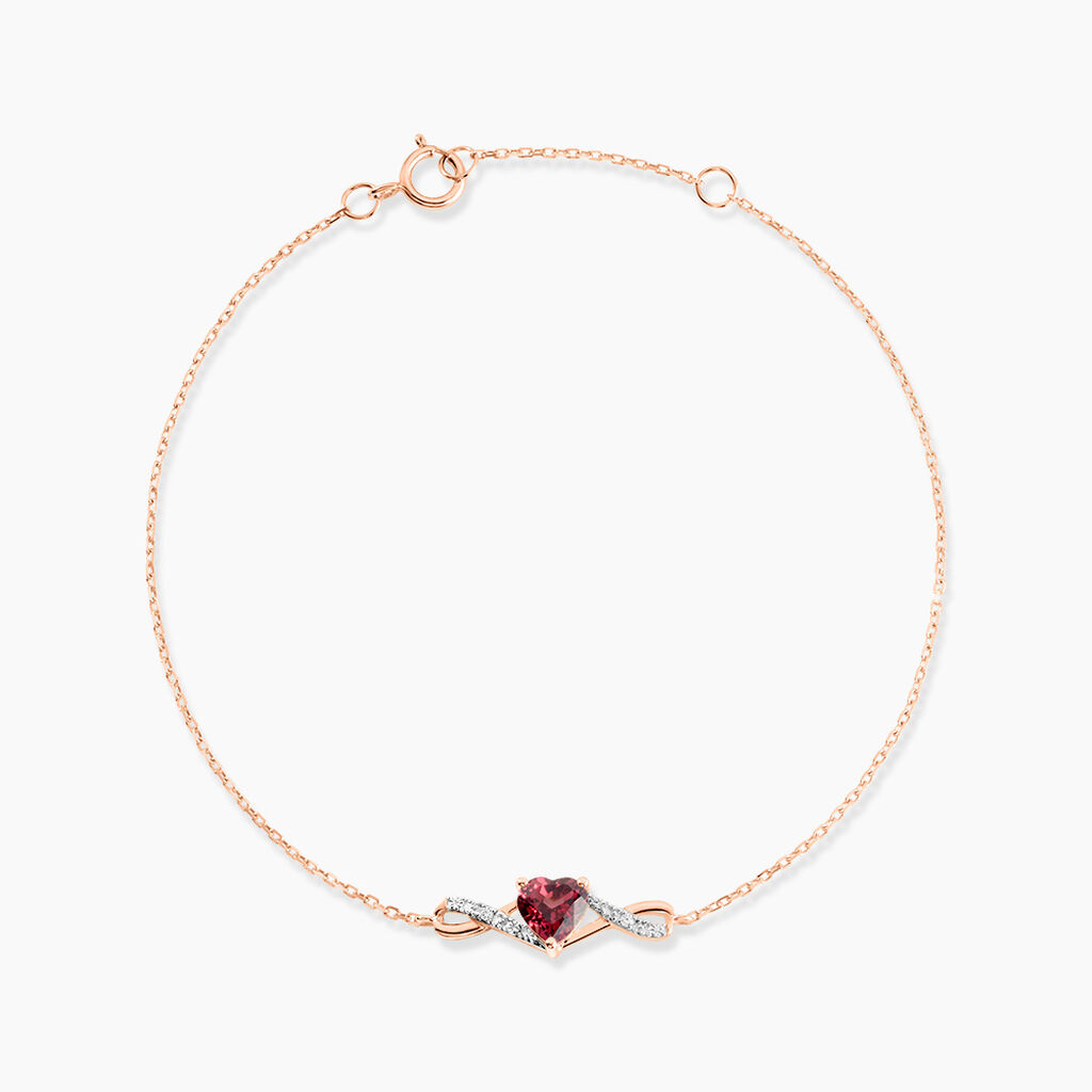 Bracelet Clothilde Or Rose Grenat Oxyde De Zirconium - F&ecirc;te des m&egrave;res Femme | Histoire d&rsquo;Or