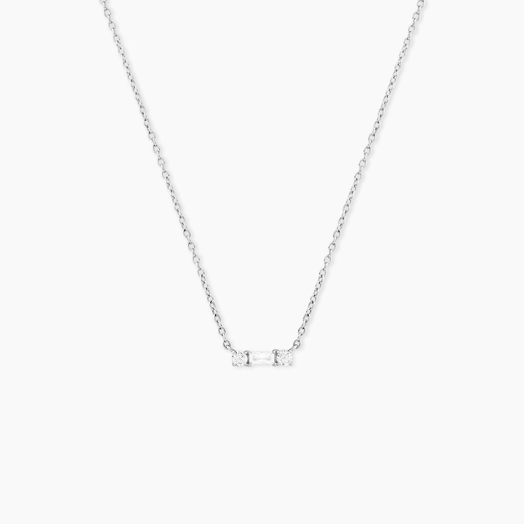 Collier Baguette Argent Blanc Oxyde De Zirconium - Colliers fantaisie Femme | Histoire d&rsquo;Or