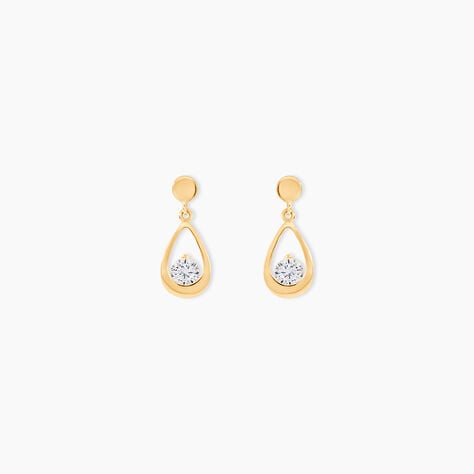 Boucles D'oreilles Pendantes Phaenna Or Jaune Oxyde De Zirconium - Boucles d'oreilles pendantes Femme | Histoire d&rsquo;Or