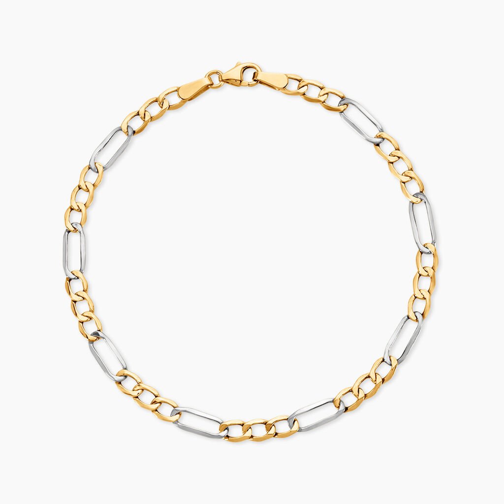 Bracelet Or Bicolore Maille Altern&eacute;e 1/3 - Bracelets cha&icirc;ne Femme | Histoire d&rsquo;Or