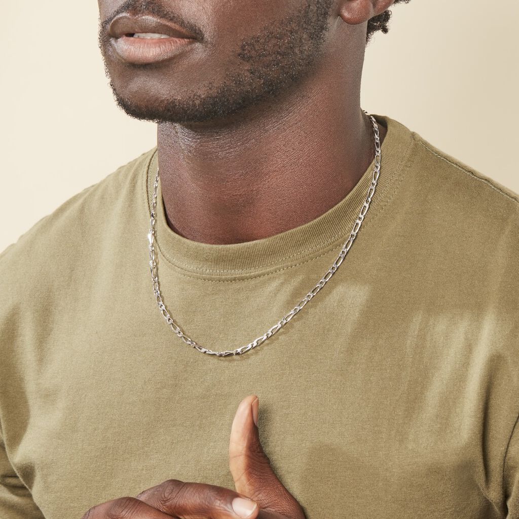 Chaîne Anilo Maille Alternée Argent Blanc - Chaines Homme | Histoire d’Or