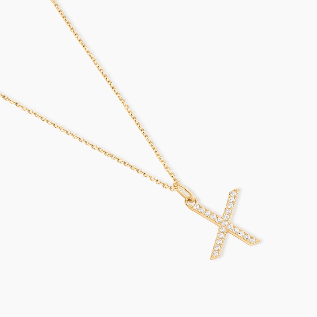 Pendentif Lettre X Or Jaune Oxyde - Pendentifs empierr&eacute;s Famille | Histoire d&rsquo;Or