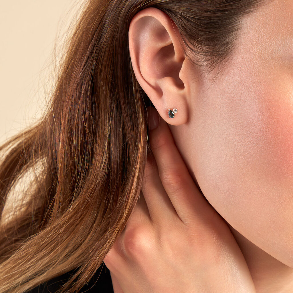 Boucles D'oreilles Puces Kobina Or Jaune Topaze Oxyde De Zirconium - Clous d'oreilles Femme | Histoire d’Or
