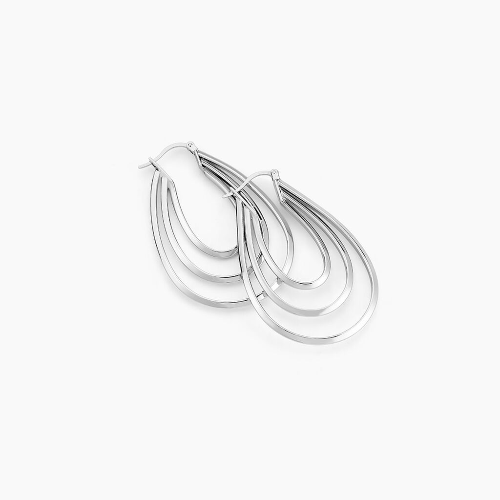 Créoles Aglae Acier Blanc - Boucles d'oreilles créoles Femme | Histoire d’Or