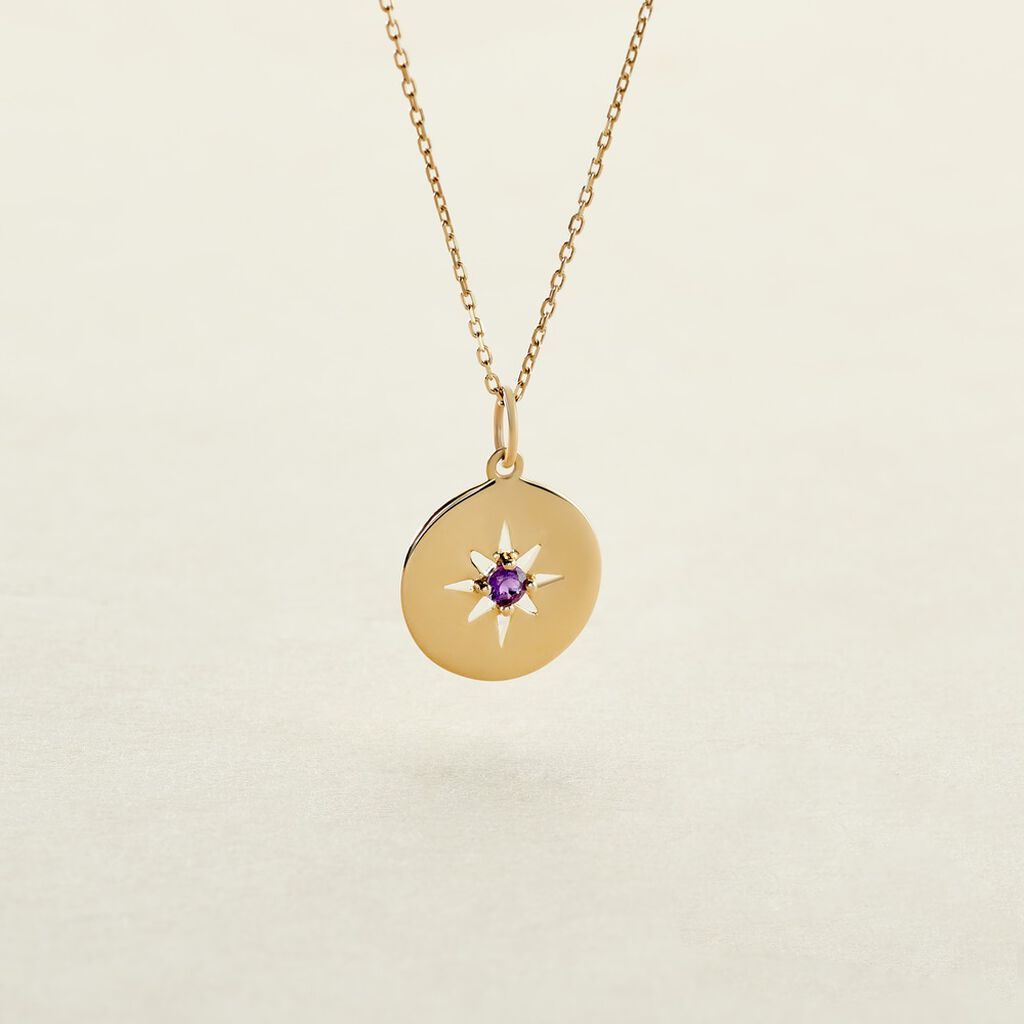 Collier Or Jaune Evening Star Amethyste - Colliers Femme | Histoire d&rsquo;Or
