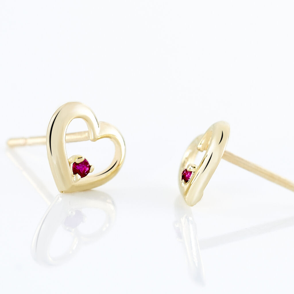 Boucles D'oreilles Puces Martella Or Jaune Rubis - Clous d'oreilles Femme | Histoire d’Or