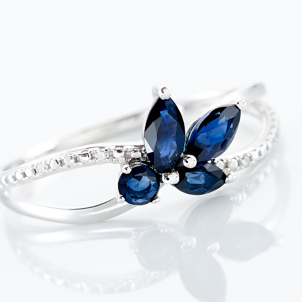 Bague Lupe Or Blanc Saphir Et Diamant - Bagues avec pierre Femme | Histoire d’Or