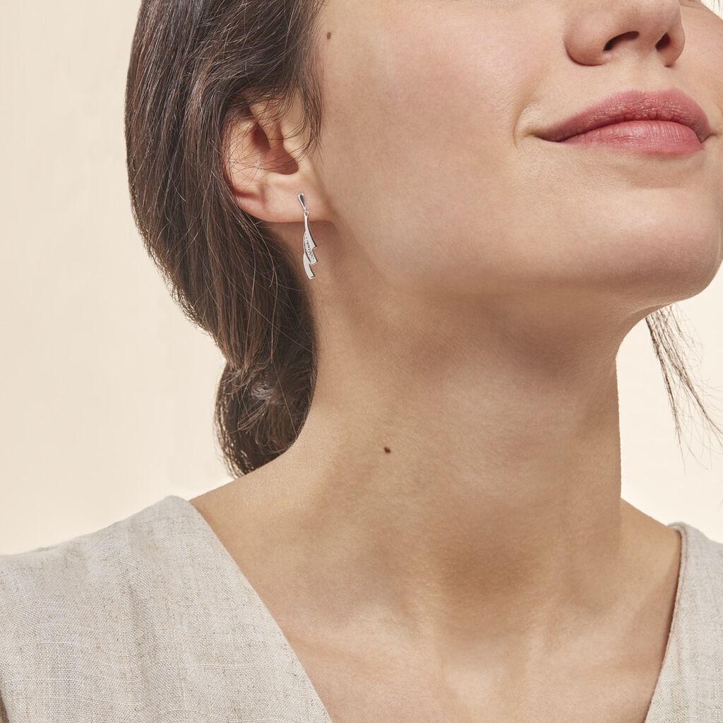 Boucles D'oreilles Pendantes Ainhoa Or Blanc Diamant - Boucles d'oreilles pendantes Femme | Histoire d’Or