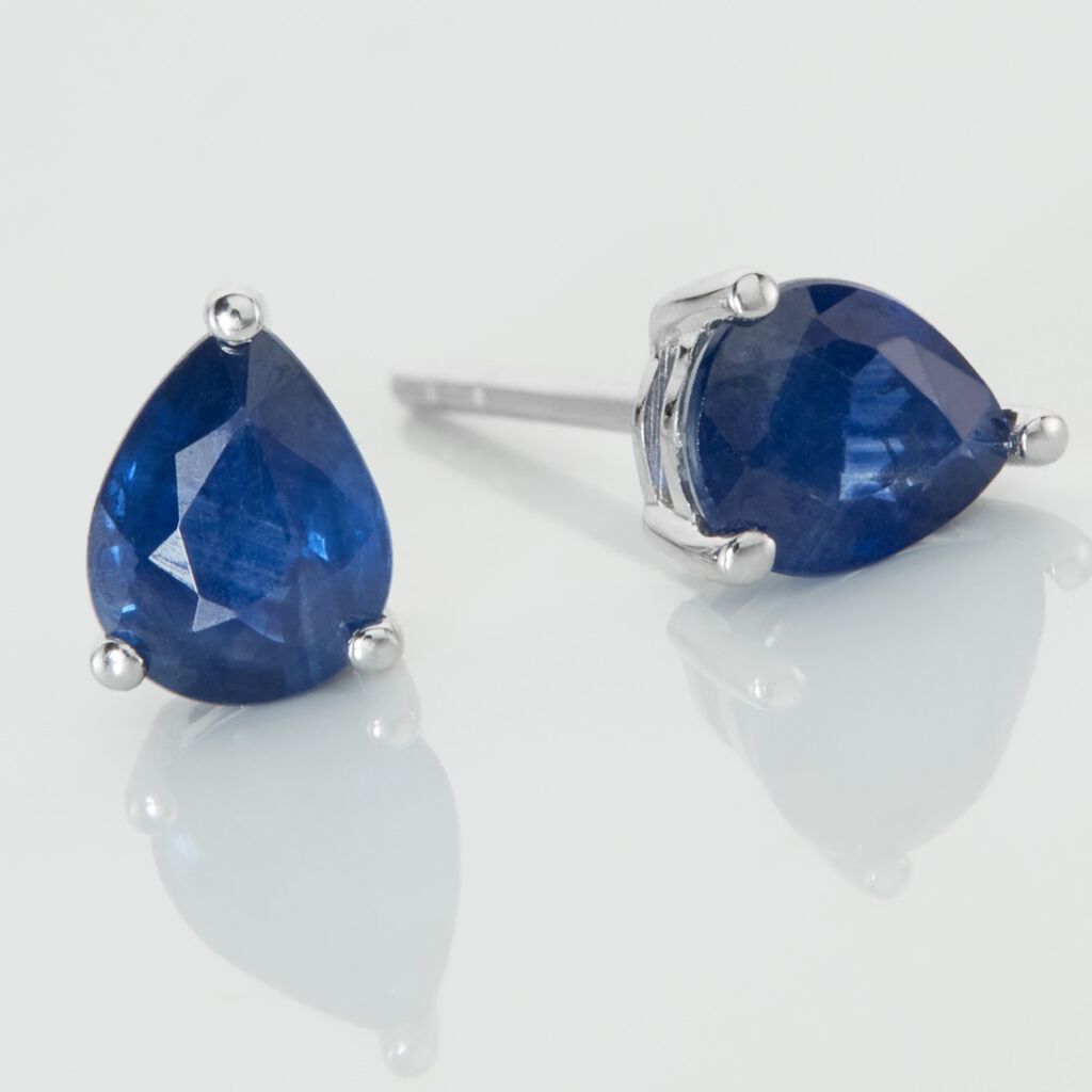 Boucles D'oreilles Puces Or Blanc Isador Saphir - Clous d'oreilles Femme | Histoire d’Or