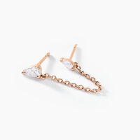 Bijoux D'oreilles Navette Argent Rose Oxyde De Zirconium
