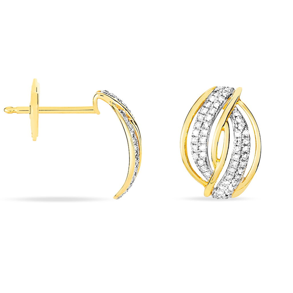 Boucles D'oreilles Puces Enora Or Jaune Diamant - Clous d'oreilles Femme | Histoire d’Or