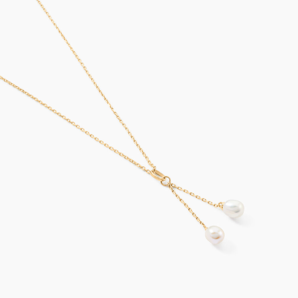 Collier Carrine 2 Fils Or Jaune Perle De Culture - Colliers Femme | Histoire d&rsquo;Or