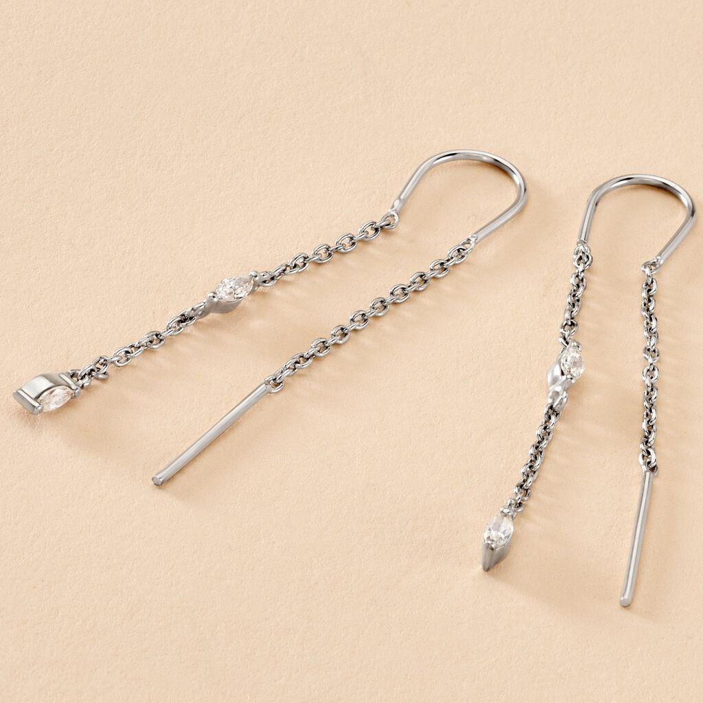 Boucles D'oreilles Pendantes Garsha Argent Blanc Oxyde De Zirconium - Boucles d'oreilles fantaisie Femme | Histoire d’Or