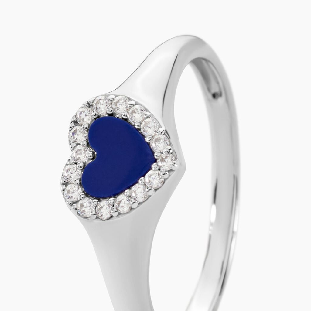 Bague Serment D'Argent Lapis Lazuli Oxyde De Zirconium - Bagues solitaires Femme | Histoire d&rsquo;Or