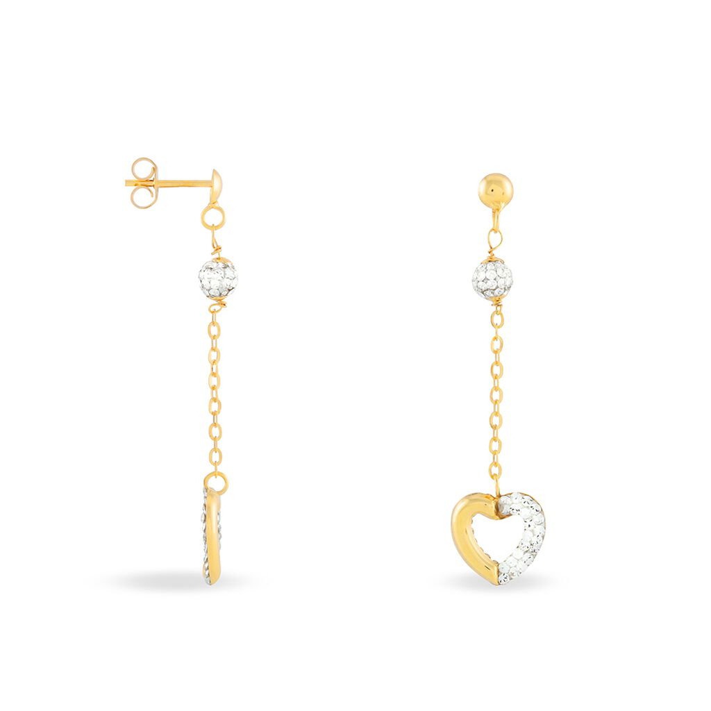 Boucles D'oreilles Puces Laurentia Or Jaune Strass - Boucles d'oreilles pendantes Femme | Histoire d’Or