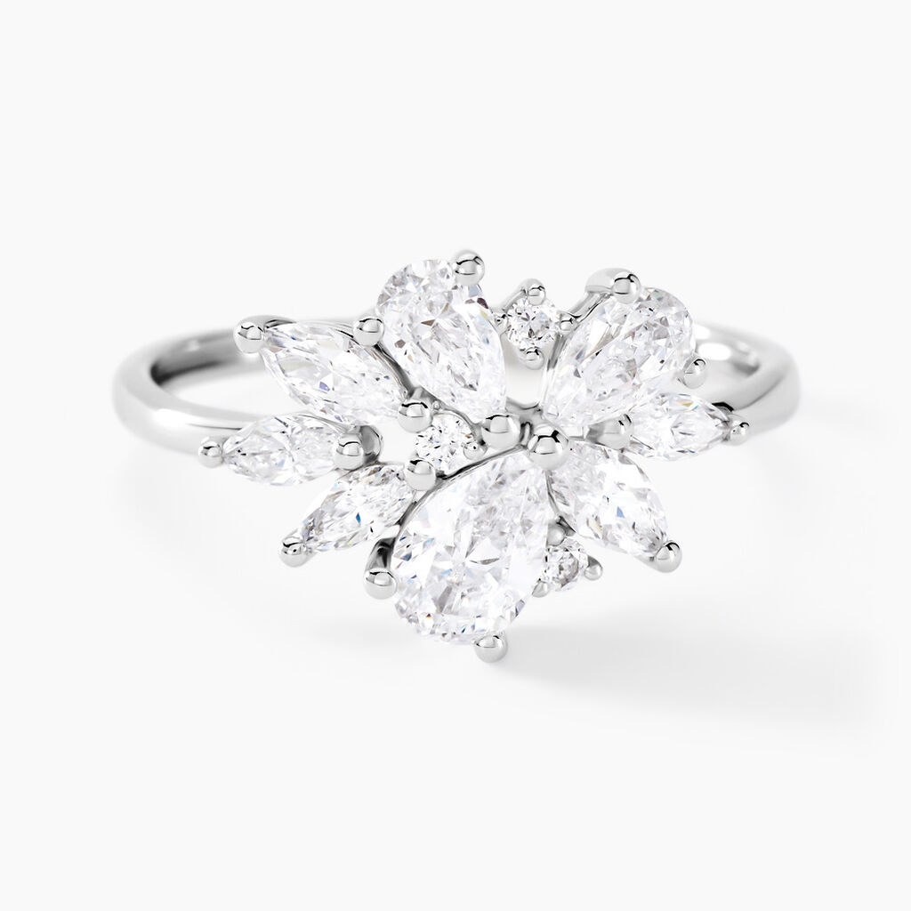 Bague Marquis Or Blanc Oxyde De Zirconium - Bagues solitaires Femme | Histoire d&rsquo;Or